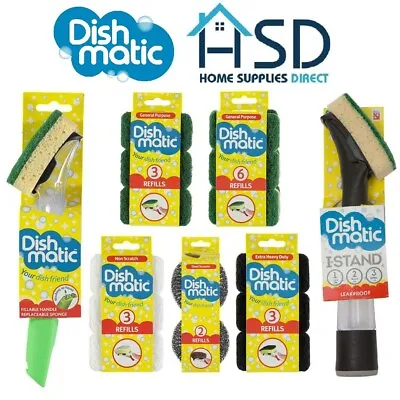 Dish Matic Washing Up Brush Sponge With Liquid Dispenser Or Dishmatic Refills • £4.99