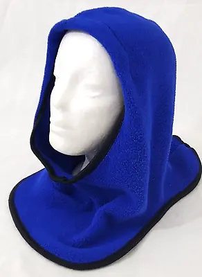 Vintage REI Blue & Black Fleece Hood Baclava Hat Made In USA • $13