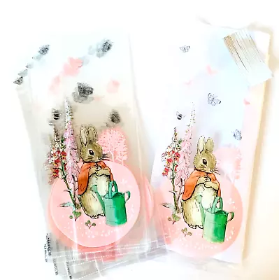 10 X FLOPSY BUNNY Cellophane Treat Sweet Loot Bags Easter /Christening /Birthday • £3.99