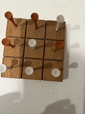Vintage Tic Tac Toe Game Wooden Wood Pegs Toy • $5
