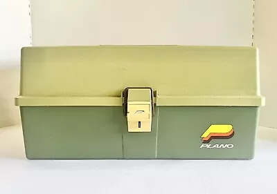 Vintage Plano 6300 Fishing Tackle Box 3 Tray Green Used Very Clean Condition • $18.99