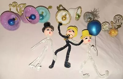 6 Vtg Plastic Sugared Bell Christmas Ornaments Mica Mercury Pixies Sugared Fruit • $15.90