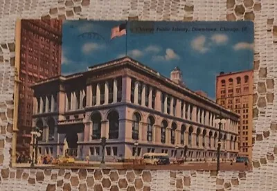 Vintage Downtown Chicago IL Public Library Linen Postcard Cameo Greeting Card Co • $4.90