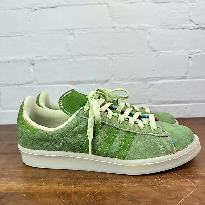 Adidas Mens Campus 80s Low Crop 4/20 Lime Green Suede Shoes Size 9.5 US • $45.98