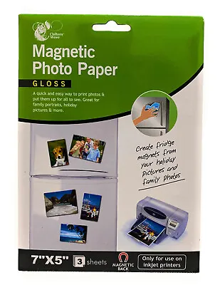 £4.46 • Buy 3x Magnetic Photo Paper Printing Inkjet Gloss Create Stick On Fridge Magnet 7x5”