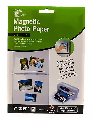 £4.46 • Buy 3x Magnetic Photo Paper Printing Inkjet Gloss Create Stick On Fridge Magnet 7x5”