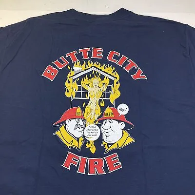 BUTTE CITY CALIFORNIA FIRE DEPT FIREFIGHTER T SHIRT Sz L Shes Too Hot To Put Out • $16.99