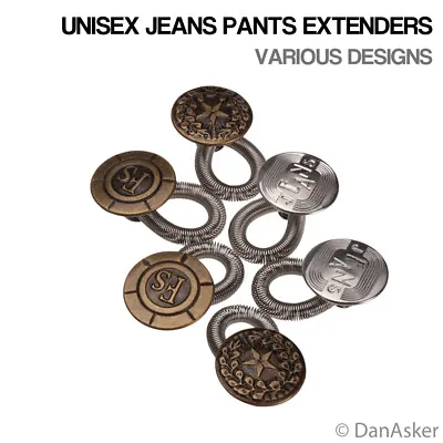 £3.09 • Buy 6 Pcs Unisex Jeans Pants Fix Expanders Maternity Waist Extender Metal Button