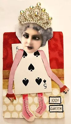 Mixed Media Collage Art Card ATC ACEO Zetti Style Paper Doll 100% Queen  • $9.99