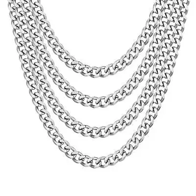 Men's 12mm Stainless Steel 18-24 Inch Cuban Curb Chain Necklace • £12.99