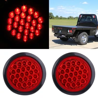 4inch 2X Red Round LED  Rubber Mount Trailer Stop Signal Brake Marker Lights • $12.99