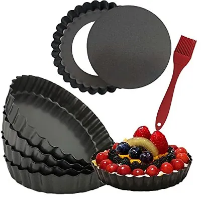 6 Pack 5 Inch Mini Tart Pans With Removable Bottom Round Nonstick Quiche Pan ... • $18.50