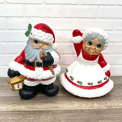 Vtg Large Mr And Mrs Santa Claus Ceramic Mold Figures Hand Painted 1980's Wave • $69.99