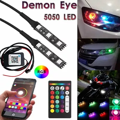 2X RGB Demon Eyes LED Devil Light Strip Module For Projector Headlights Retrofit • $25.99