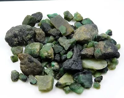 200 + Ct Natural Zambian Green Emerald Crystal Rough Loose Gemstone Lot • $35.59