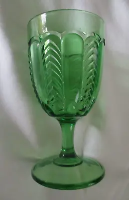 U S Glass Co.  Florida  ~ EAPG ~ Circa 1898 ~ Emerald Green Water Goblet ~ Mint • $45