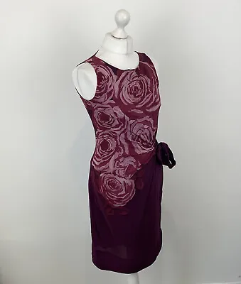 Damsel In A Dress Pencil Dress Purple Floral Print Sz 8 UK Ladies • £13.99