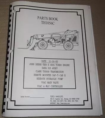 Terex Handler Th1056c Telehandler Forklift Parts Manual Book Catalog • $59.99