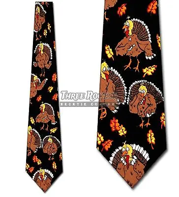 Turkey Ties Thanksgiving Neckties Leaves Mens Fall Themed Holiday Necktie Brand • $18.75