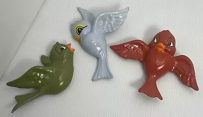 Lot Of Three Vintage Ceramic Wall Birds Sparrows Anamorphic Adorable Read 5” • $22.99