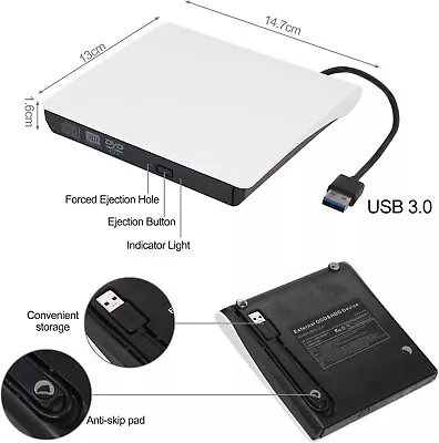 £14.09 • Buy External USB 3.0 Drive DVD±RW CD RW Drive Copier Writer Reader Rewriter