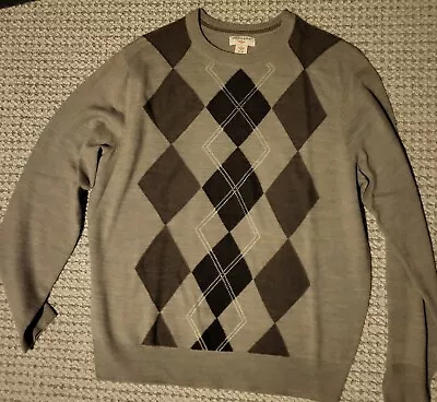 Dockers Argyle Sweater V Neck Men Medium Tan Brown EUC FREE SHIPPING!! • $18