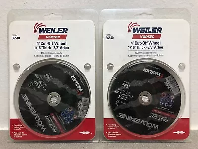 Weiler 36540 Vortec 4 In. D X 3/8 In. Aluminum Oxide Cut-Off Wheel • $9.79