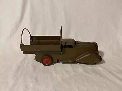 Vintage Marx Pressed Steel Wooden Wheel Army Truck 1930s USA U-57 • $175