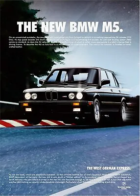 BMW The New M5 Pirelli Vintage Ad Poster 12x16 Reprint Fastest Performance Tires • $14.99