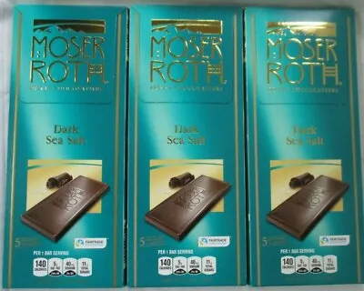 3 Moser Roth Premium Chocolate Dark Sea Salt 5-bar 4.4-oz Packs • $11.99