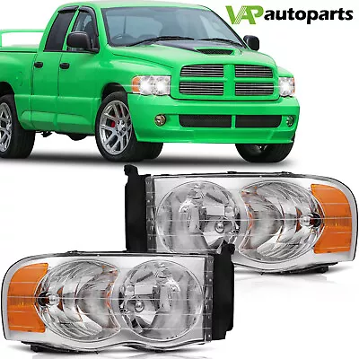 For 2002-2005 Dodge Ram 1500 2500 3500 Headlights Assembly Headlamps Chrome Pair • $60.99