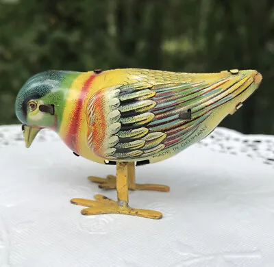 Vintage Tin Litho Mechanical Wind Up Toy 2 3/4  Bird Germany Made As Is No Key • $85