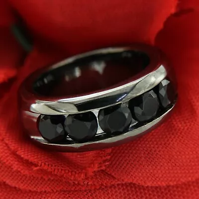 2.00 Ct Lab Created Black Diamond 14K Black Gold Plated Men's Wedding Band Ring • $110.24