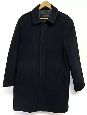 Alfani Men's Black Wool Cashmere Blend Lined Button Up Overcoat Size Medium • $69.99