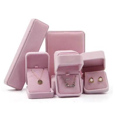 $8.28 • Buy Black Pink Velvet Flock Jewellery Ring Watch Necklace Bracelet Pendant Gift Box