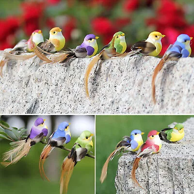 12pcs Mini Artificial Birds Fake Decors Home Garden Ornaments Multicolor Craft • $8.99