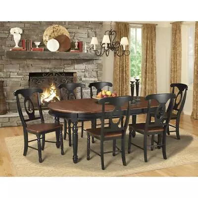 British Isles 52  - 76  Oval Dining Table With (2) 12  Leaves Oak-Black Finish • $830.51