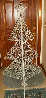 White Metal Christmas Tree Blue Lights 5 Ft Easy To Arrange Store Flat New • $15.99