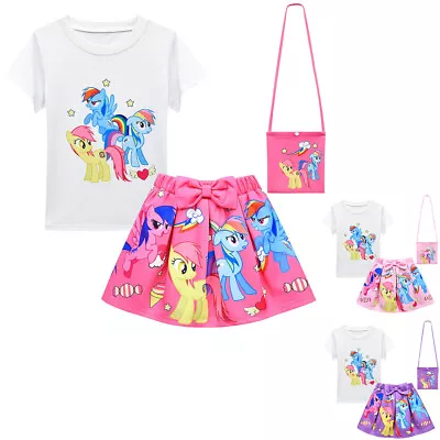 My Little Pony Costume Girls T Shirt Pleated Skirts Outfit Dress Cosplay Dress • $22.95