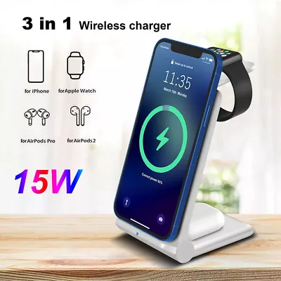 AU 3in1  Wireless Charger Foldable Dock Stand For IWatch AirPod IPhone 15 Pro 14 • $27.99