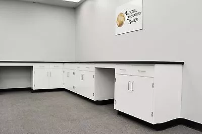 22'  X 15' White Metal Laboratory Cabinets W/ Counter Tops & Desks Area / E2-370 • $14430