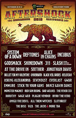 $16.16 • Buy AFTERSHOCK 2018 SACRAMENTO CONCERT TOUR POSTER-System Of A Down,Deftones,Incubus