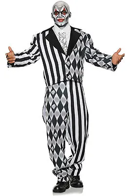 Sinister Harlequin Two Tone Tuxedo Halloween Clown Circus Costume Adult Men • $31.44
