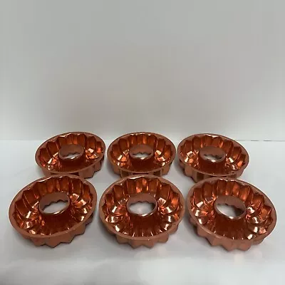 Vintage Set Of 6 Cooper Colored Mini Molds Jello Ring Bundt Cake Mold 4 1/8  D • $12