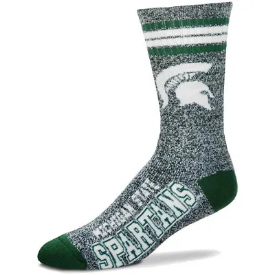 Michigan State Spartans NCAA Got Marbled? Gray 4-Stripe Deuce Crew Socks *Large • $10.95