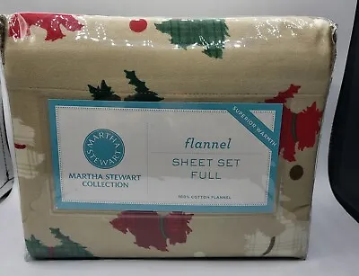 Martha Stewart Collection Plaid Scottie Christmas Dogs Full Flannel Sheet Set  • $49.95