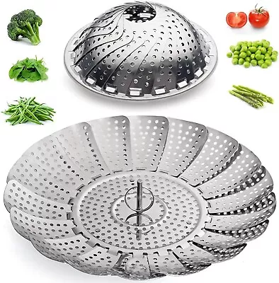 Foldable Stainless Steel Steamer Basket For Vegetables - Expandable Up To 10.75  • $10.75
