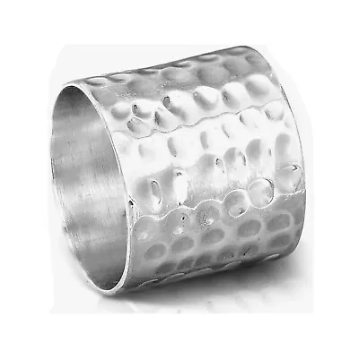 925 Sterling Silver Band Women Men Statement Plain Simple Wide Hammered St158 • $15.99