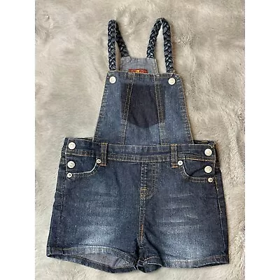 7 For All Mankind Toddler Girl 4T Distressed Denim Dark Wash Jean Overalls • $14.04