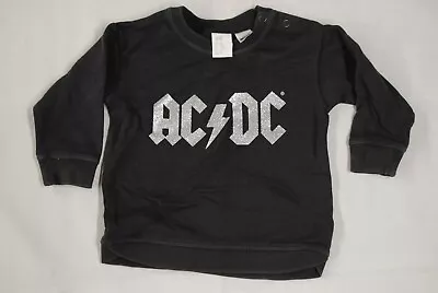 Ac/dc Glitter Silver Logo Baby Toddler Top Poppers Jumper New Official H&m Rare • £10.99